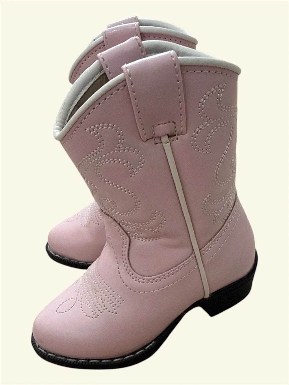 Girls Light Pink Western-Style Pull-On Boots